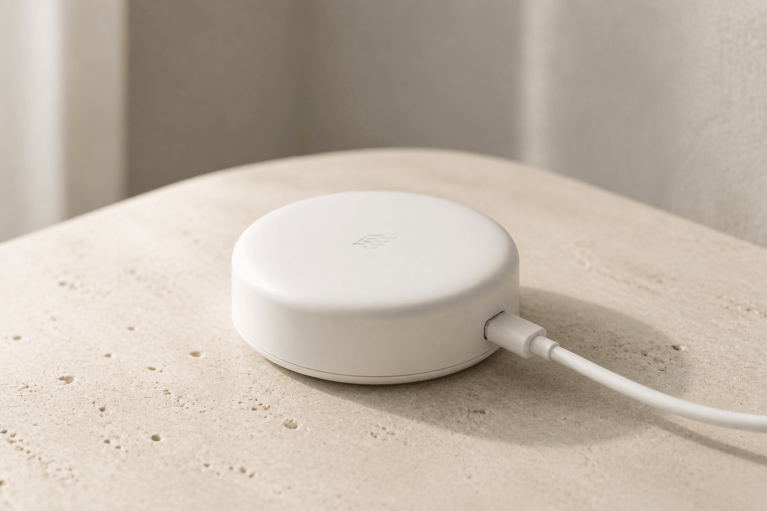 Air Hub standing on a tabletop as a compact home-network device