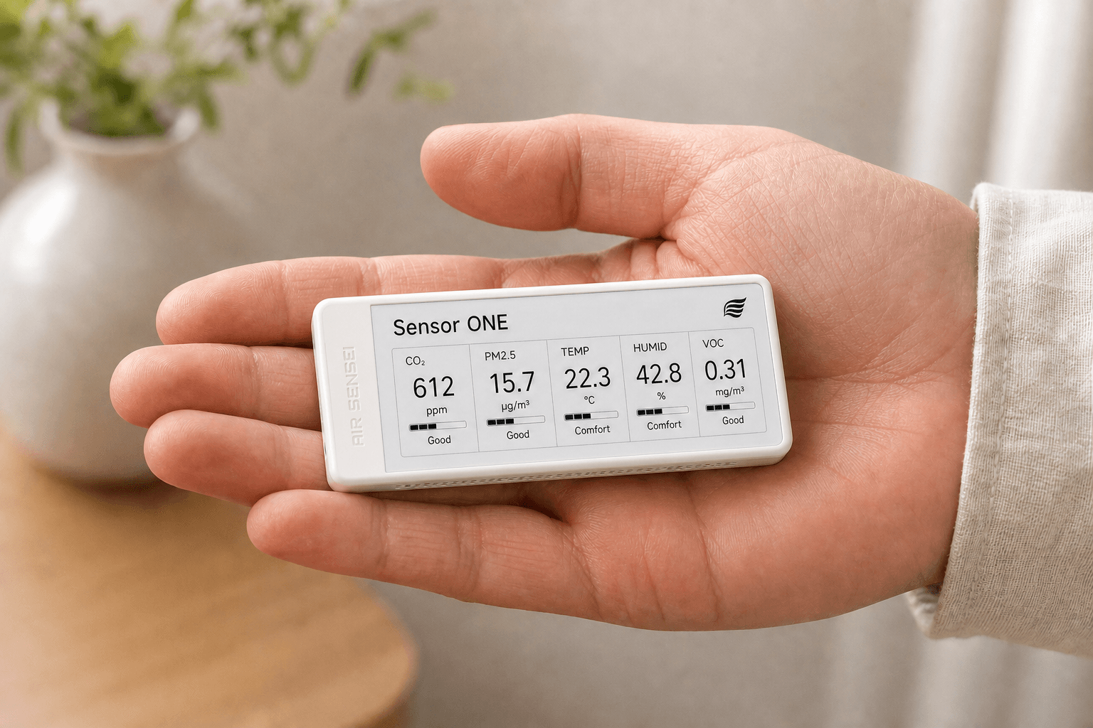 Compact Sensor ONE resting naturally across an open hand
